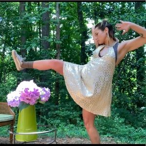 Gold and beige zodiac dress urban outfitters